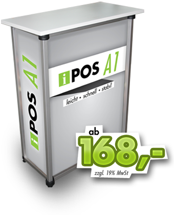 iPos A1 Falttheke ab 168€ mit transparenten Hintergrund