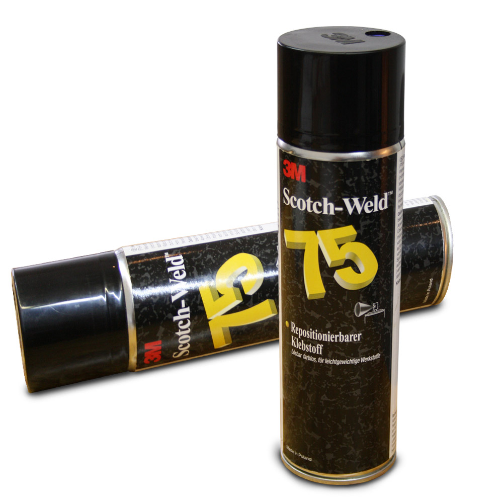 Zwei Scotch Weld Sprays 75 auf weißen Hintergrund